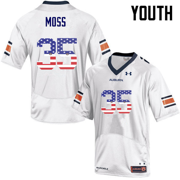 Youth Auburn Tigers #35 James Owens Moss USA Flag Fashion White College Stitched Football Jersey